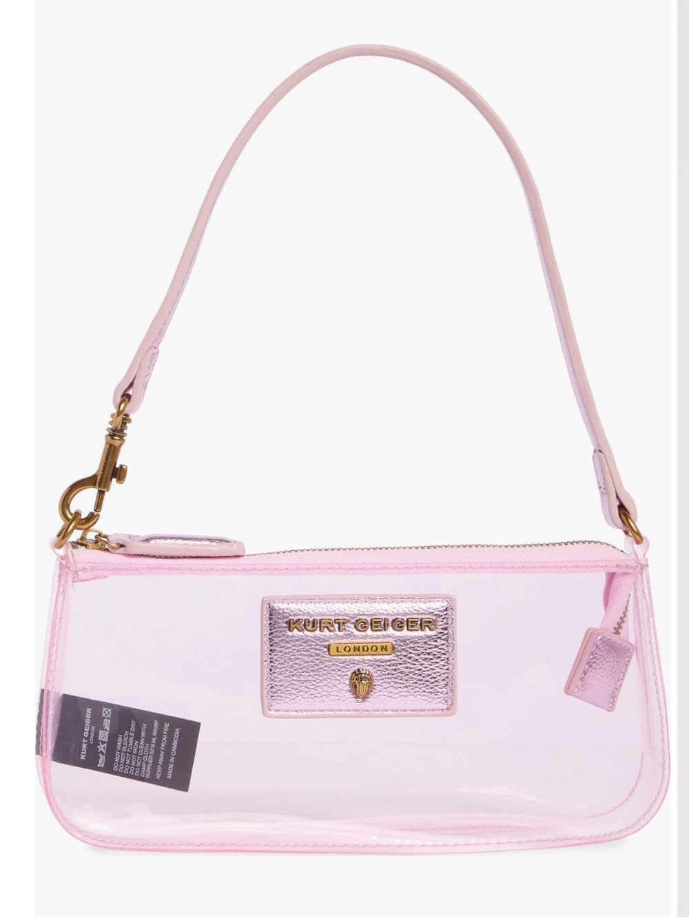 Kurt Geiger Light Pink Clear PVC Shoulder Bag with Gold Hardware NWT